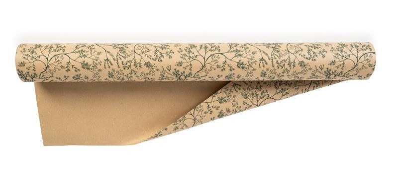 Picture of Florist Kraft Paper Natural/ Dark Green 70cm x 40m